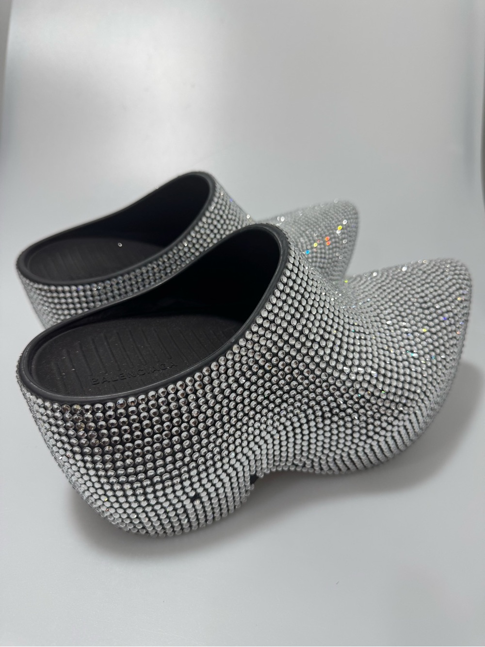 Balenciaga Technoclog Embellished Rubber Clogs Silver Women’s EU 39/US 9 - Picture 4 of 9